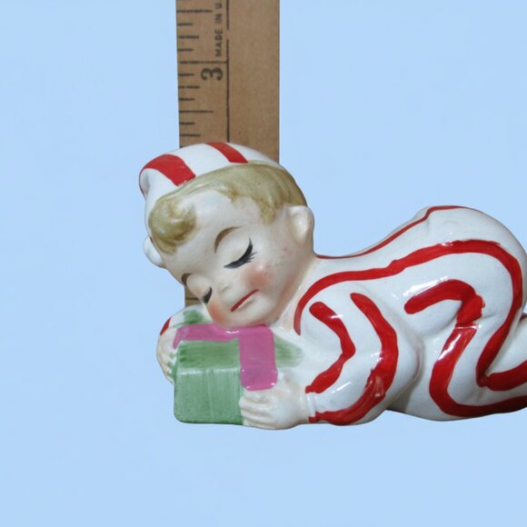 Rare Vintage INARCO Christmas Figurine E-4498 Sleeping Boy Candy Cane PJ Japan - Picture 11 of 11